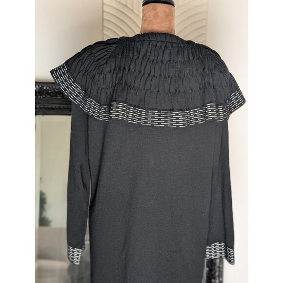 Designer Angel by Sabri Özel Black Knit Wool Blend Cardigan Italy Yarn Artwear - Picture 5 of 10